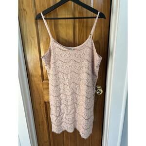 NWT Love Fire Mini Cami Beige Lace Dress SZ LG Coquette Romantic Concert Club